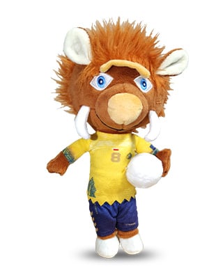 Maskotka Dzik Kiełek w stroju sportowym